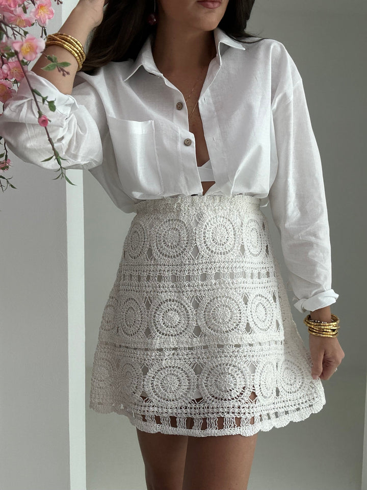 BIANCA CROCHET SKIRT WHITE | 50% OFF