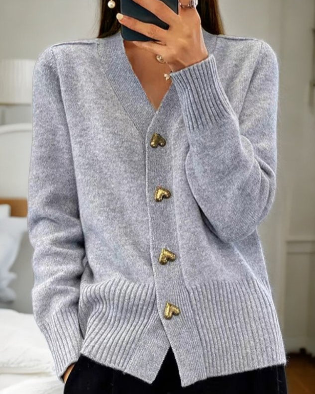 Elina™ | Elegant cardigan with heart buttons